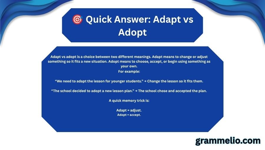 Adapt vs Adopt