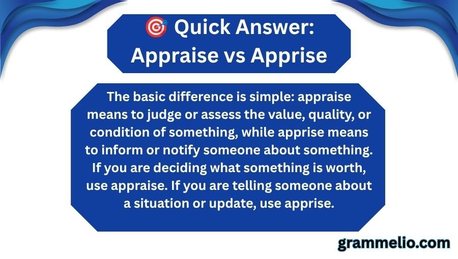 Appraise vs Apprise