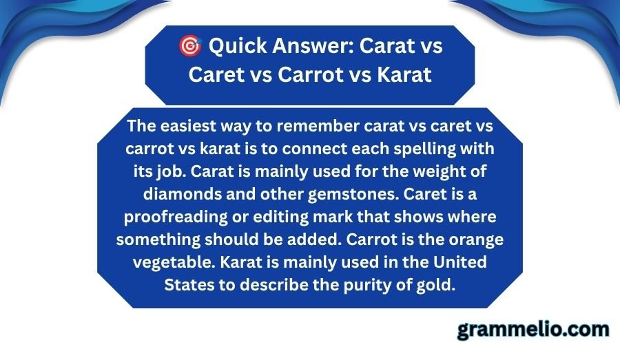 Carat vs Caret vs Carrot vs Karat