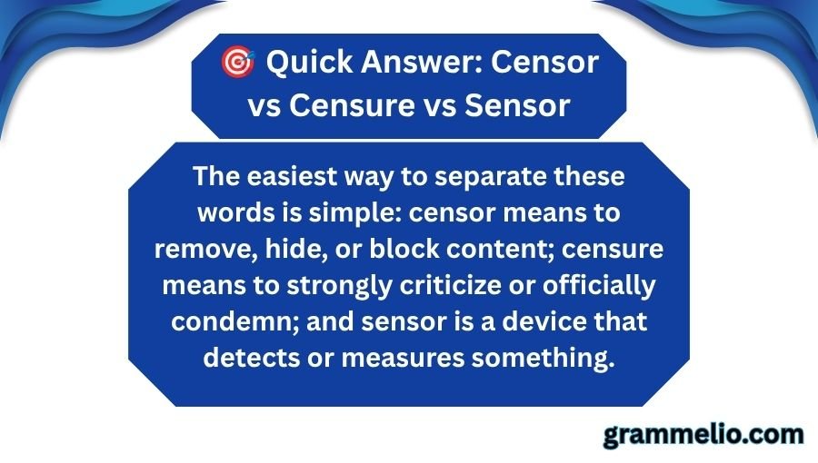 Censor vs Censure vs Sensor