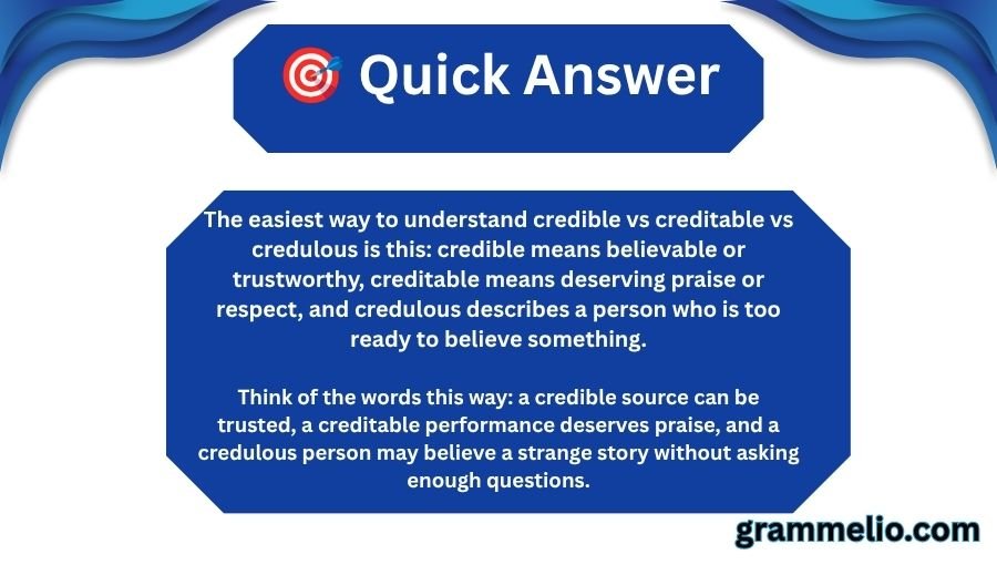 Credible vs Creditable vs Credulous