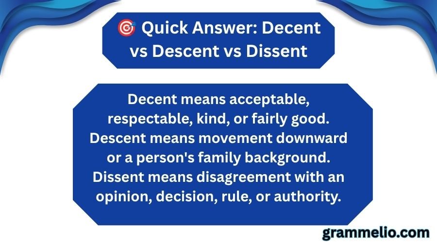 Decent vs Descent vs Dissent
