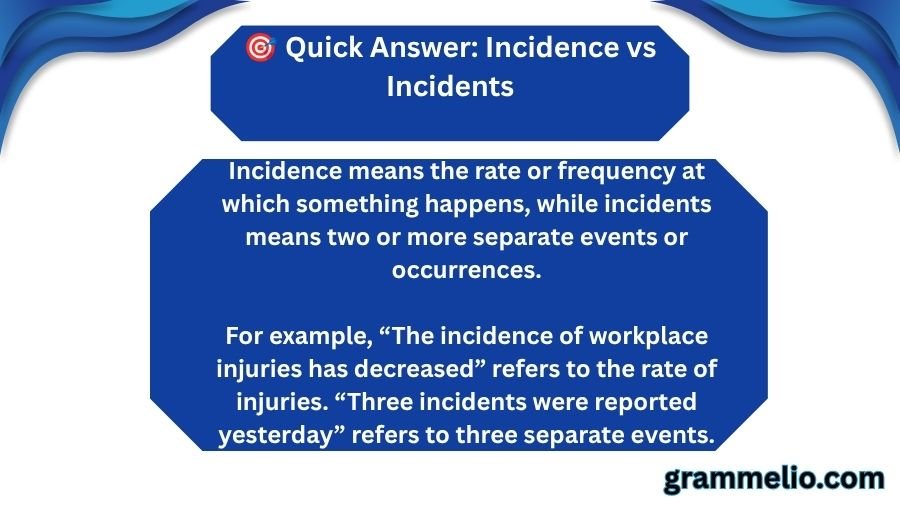 Incidence vs Incidents