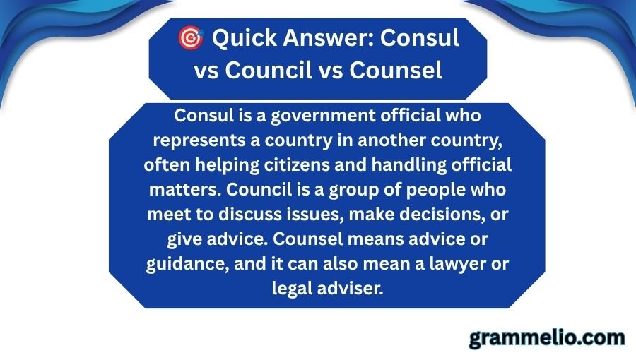 Consul vs Council vs Counsel