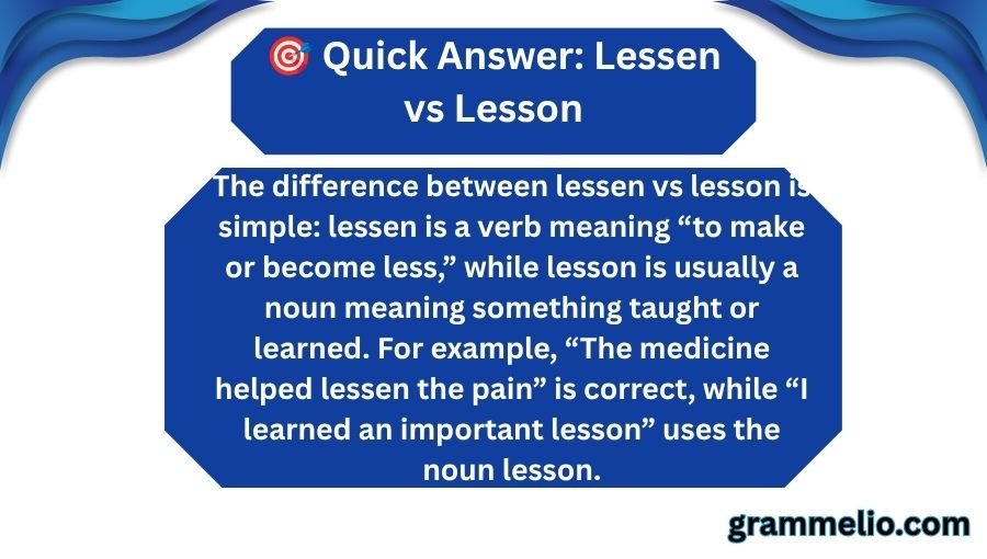 Lessen vs Lesson