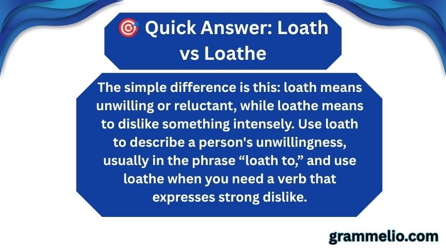 Loath vs Loathe