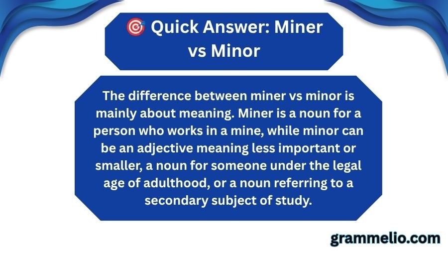 Miner vs Minor