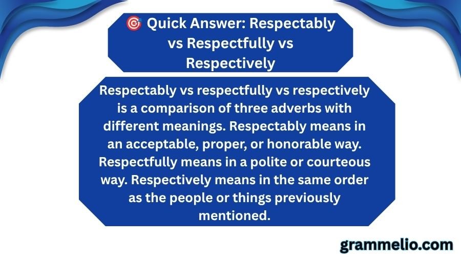 Respectably vs Respectfully vs Respectively