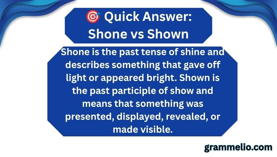 Shone vs Shown