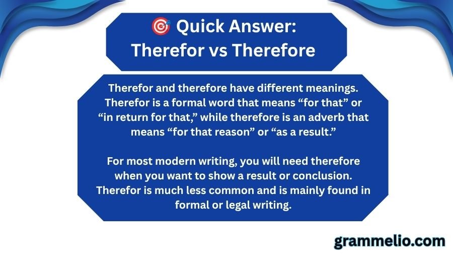 Therefor vs Therefore