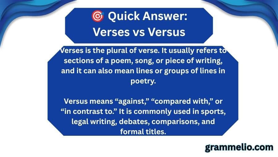 Verses vs Versus